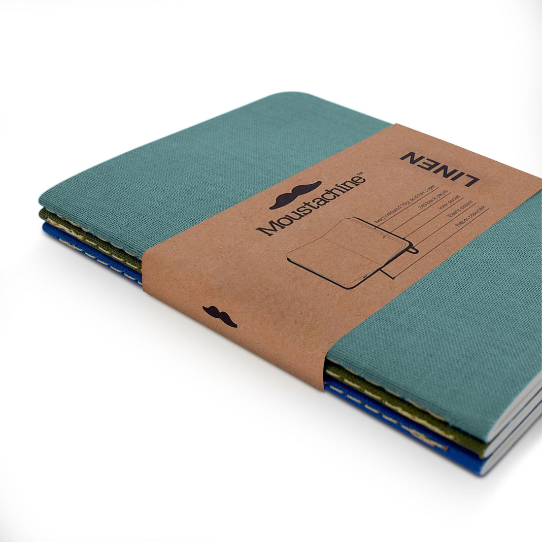 Moustachine® Tripack Slim Lino Passport Verde y Azules