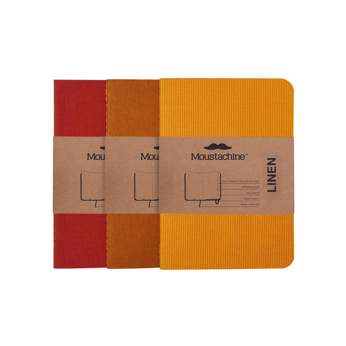 Moustachine® Tripack Slim Lino Passport Amarillo y Rojos