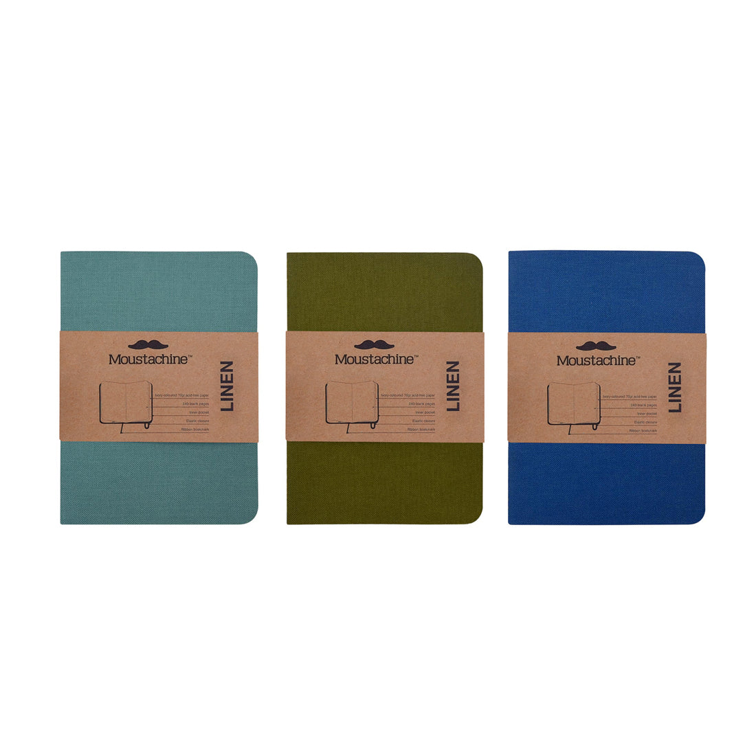 Moustachine® Tripack Slim Lino Passport Verde y Azules